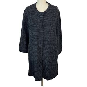 Eileen Fisher Long Sleeve Jacket Jacquard Textured Black Blazer Pockets Medium